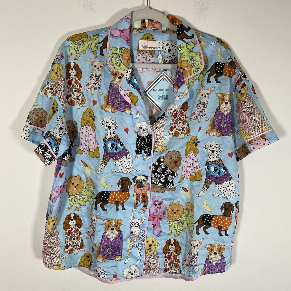 Karen Mabon x Peter Alexander Pajama Top‎ Small **TOP ONLY** Dog Lovers Cotton